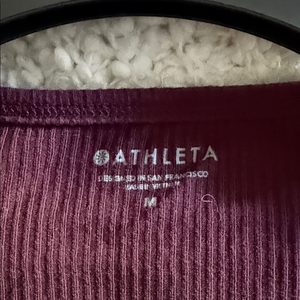 Athleta Plum Ribbed Knit Top with internal tank top. - Picture 2 of 3